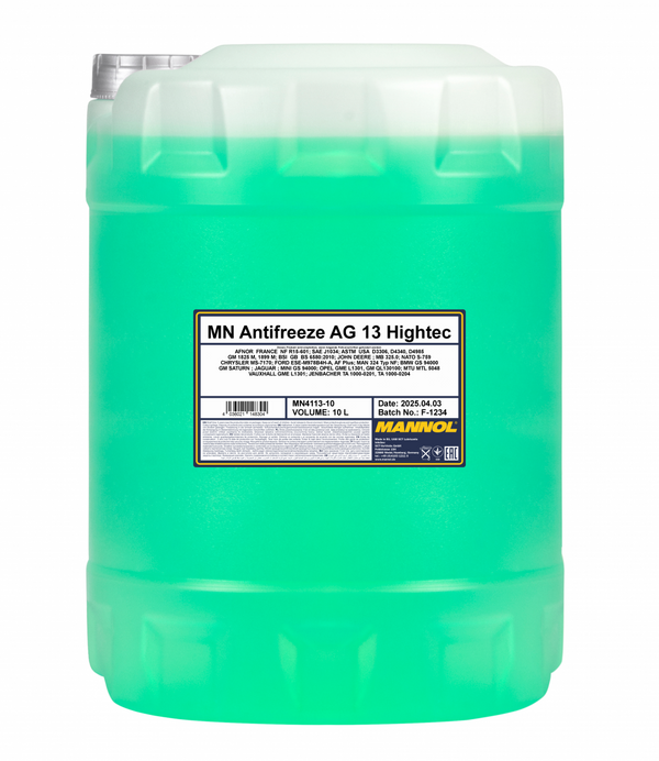 MANNOL jäähdytinneste vihreä 10 L Antifreeze AG13 Hightec 4113